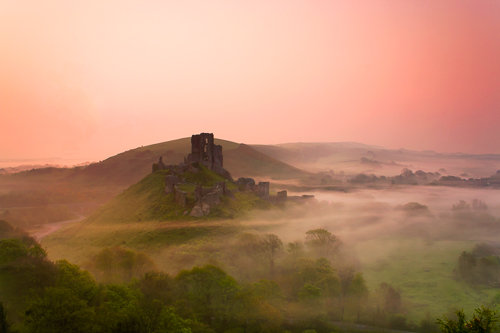 Corfe Castle, Misty Dawn